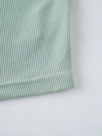 Teen Solid Mint Green Rib Fitted Tank Top